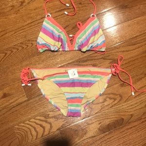 Coach NWT string Stripe Bikini size L